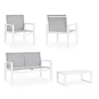 Salão de jardim com 1 sofá, 2 poltronas e 1 mesa de centro - Plano Viadurini