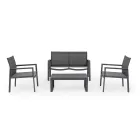 Salão de jardim com 1 sofá, 2 poltronas e 1 mesa de centro - Plano Viadurini