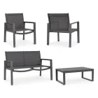 Salão de jardim com 1 sofá, 2 poltronas e 1 mesa de centro - Plano Viadurini