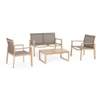 Salão de jardim com 1 sofá, 2 poltronas e 1 mesa de centro - Plano Viadurini