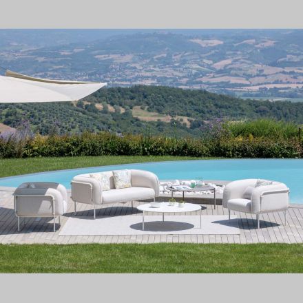 Lounge de jardim com 1 sofá e 2 poltronas Fabricado na Itália - Floreira Viadurini