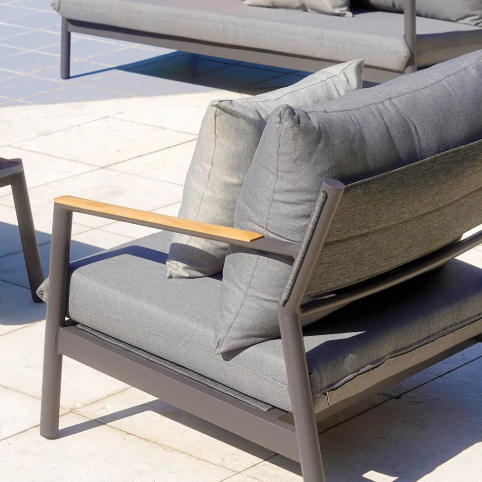 Garden Lounge com 2 Poltronas, 1 Sofá e 1 Mesa de Alumínio - Minni Viadurini