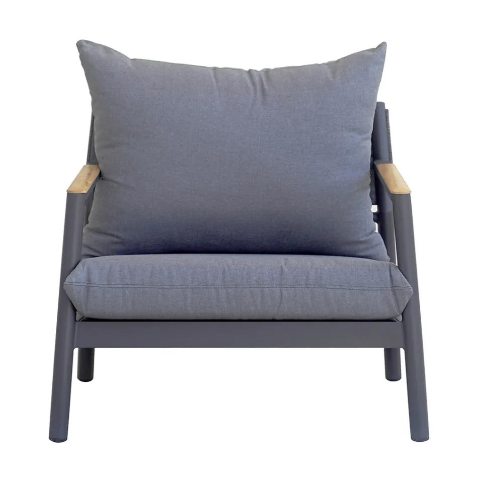 Garden Lounge com 2 Poltronas, 1 Sofá e 1 Mesa de Alumínio - Minni Viadurini