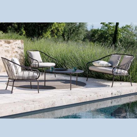 Lounge de jardim com 2 poltronas e 1 sofá de 2 lugares Made in Italy - Fontana Viadurini