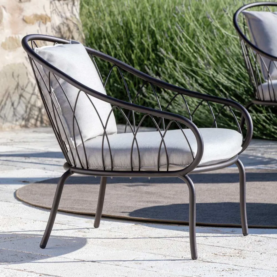 Lounge de jardim com 2 poltronas e 1 sofá de 2 lugares Made in Italy - Fontana Viadurini