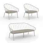 Lounge de jardim com 2 poltronas e 1 sofá de 2 lugares Made in Italy - Fontana Viadurini
