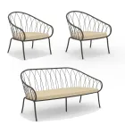 Lounge de jardim com 2 poltronas e 1 sofá de 2 lugares Made in Italy - Fontana Viadurini