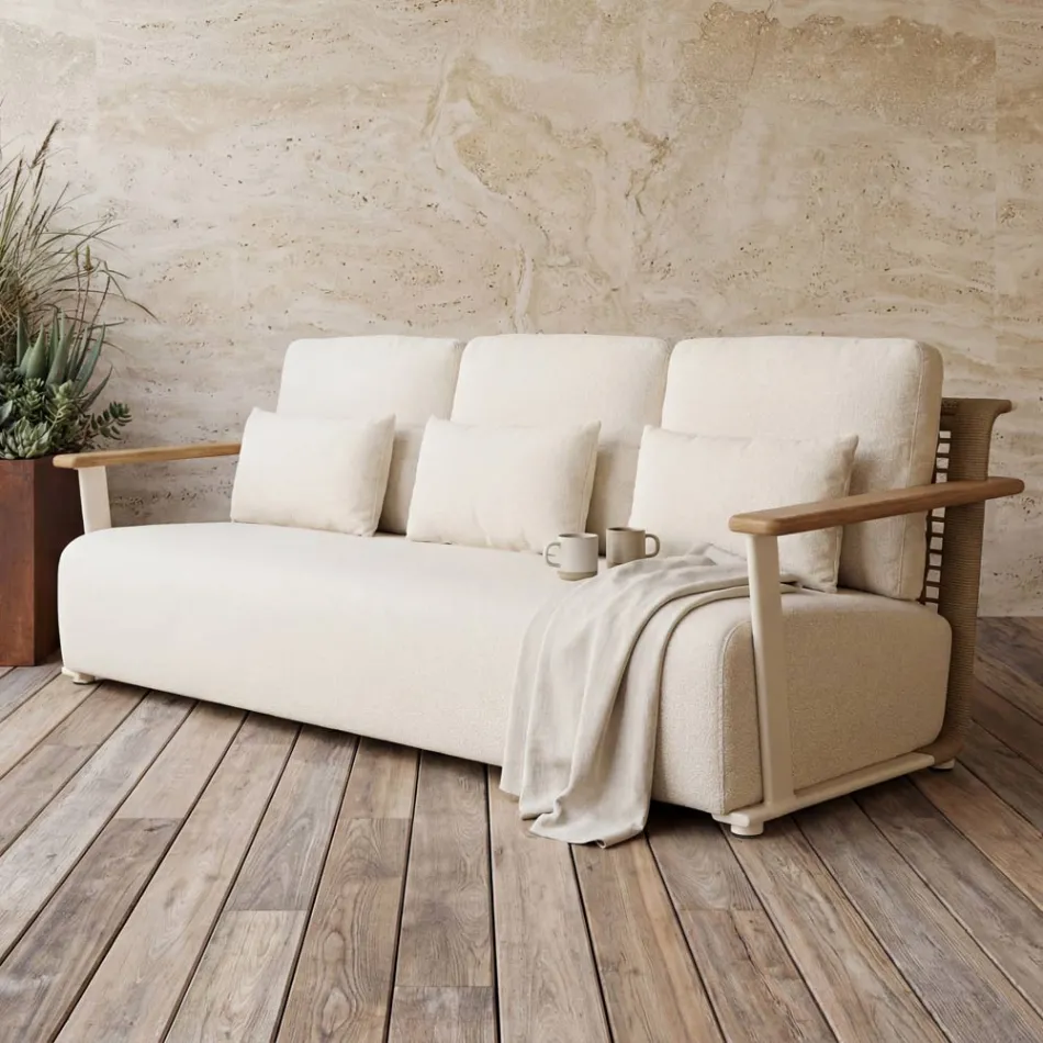 Conjunto de jardim com sofá, 2 poltronas e mesa de centro - Montorio Viadurini