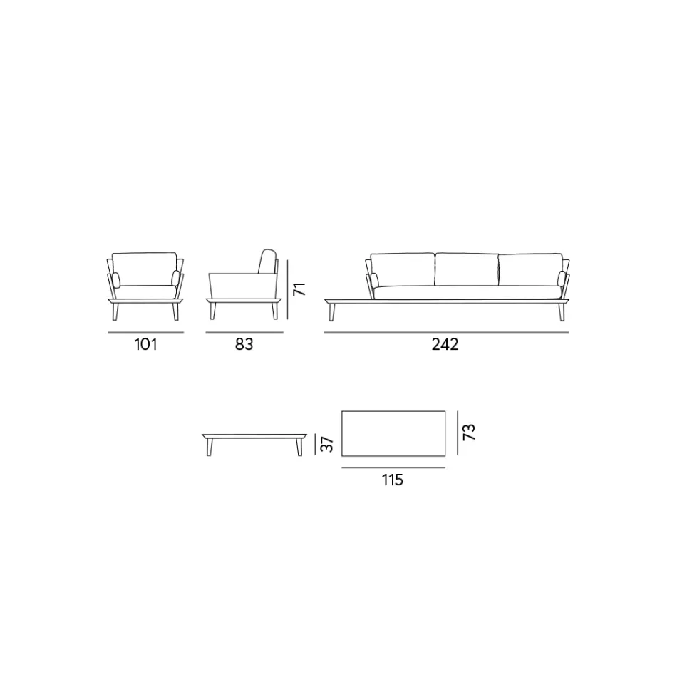 Salão de jardim com estrutura de alumínio cinza antracite - Fouquer Viadurini