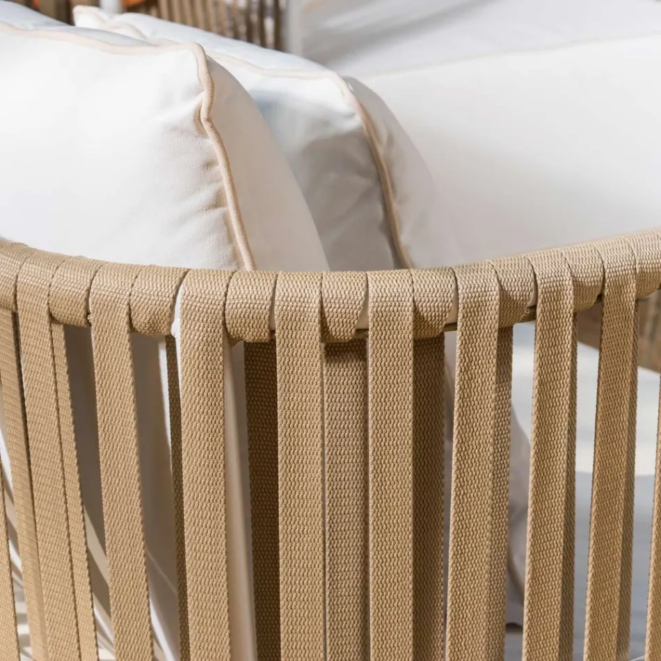 Garden Lounge em Alumínio Branco e Tecido - Eugene Viadurini