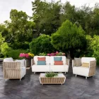 Garden Lounge em Alumínio Branco e Tecido - Eugene Viadurini