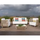 Garden Lounge em Alumínio Branco e Tecido - Eugene Viadurini