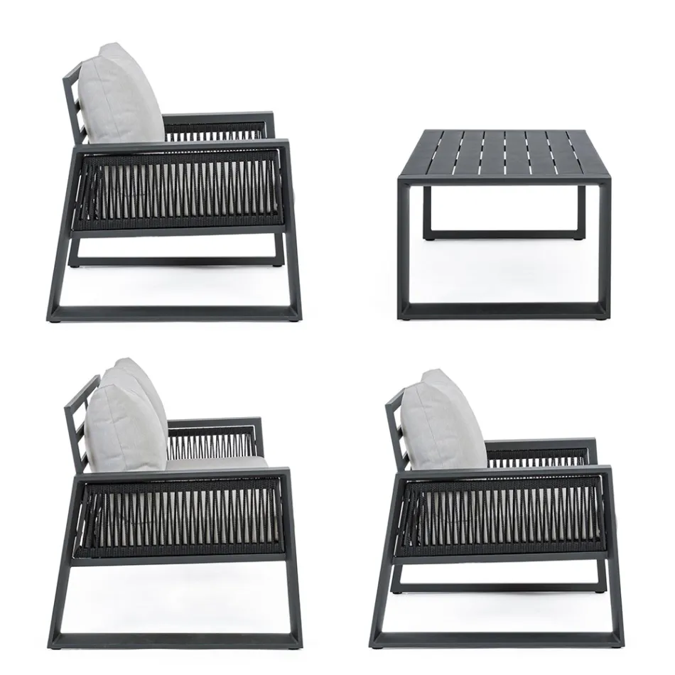 Garden Lounge em Design de Alumínio Branco ou Preto - Milk Rain Viadurini