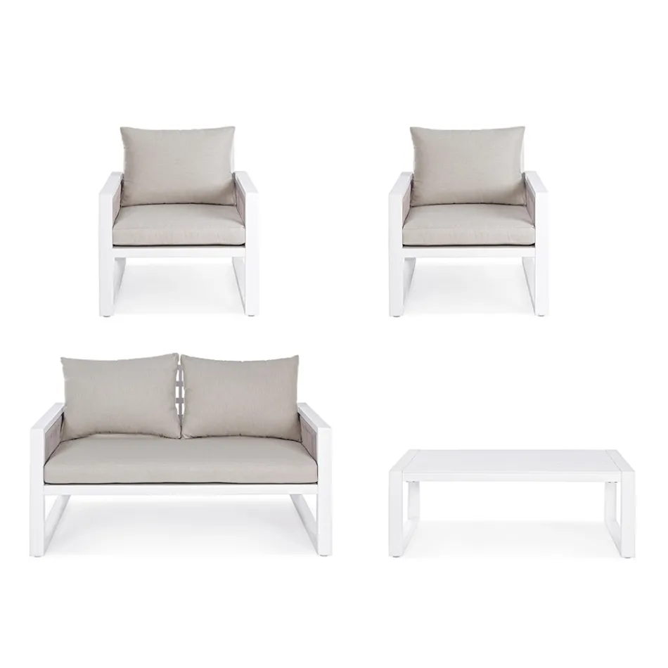 Garden Lounge em Design de Alumínio Branco ou Preto - Milk Rain Viadurini