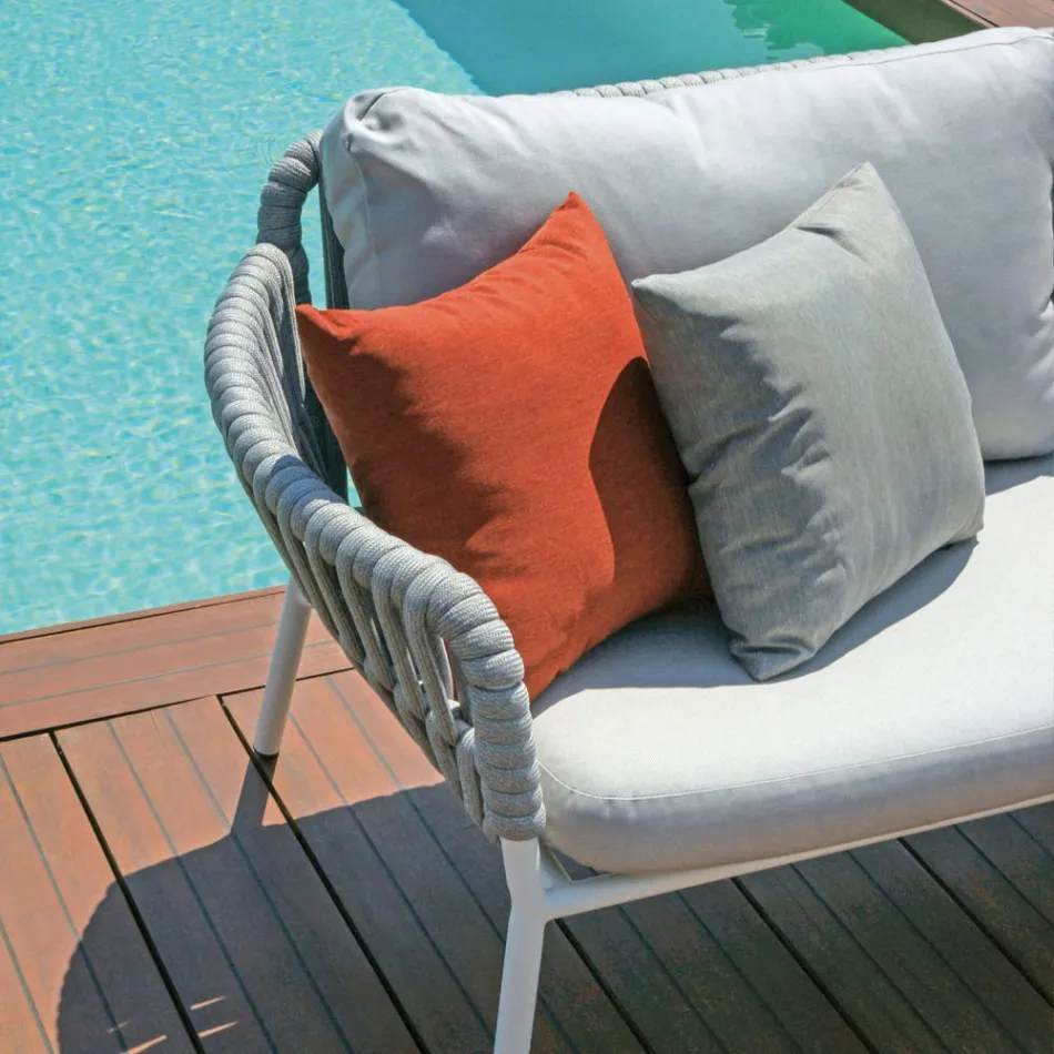 Lounge de jardim de alumínio e corda com mesa de centro - Dingo Viadurini