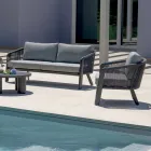 Conjunto de espreguiçadeiras de jardim Smeria em alumínio e corda trançada com almofadas. Viadurini