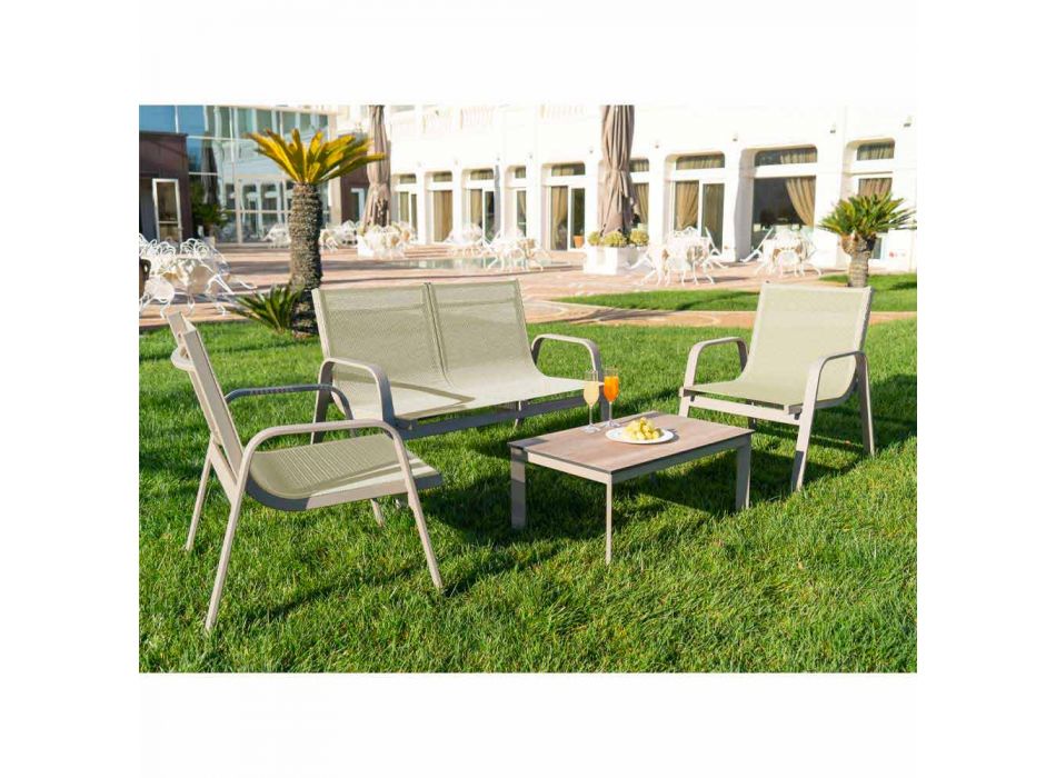 Garden Lounge em Alumínio, Lona e Precioso HPL Fabricado na Itália - Atollo Viadurini