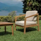 Conjunto de lounge de jardim em teca certificada FSC com almofadas cor creme - Caresa Viadurini
