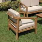 Conjunto de lounge de jardim em teca certificada FSC com almofadas cor creme - Caresa Viadurini