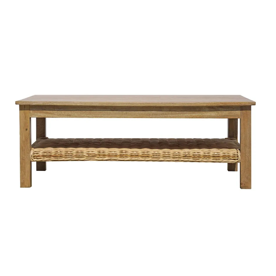 Conjunto de espreguiçadeiras de jardim em madeira com rattan e almofadas removíveis - Silvara Viadurini