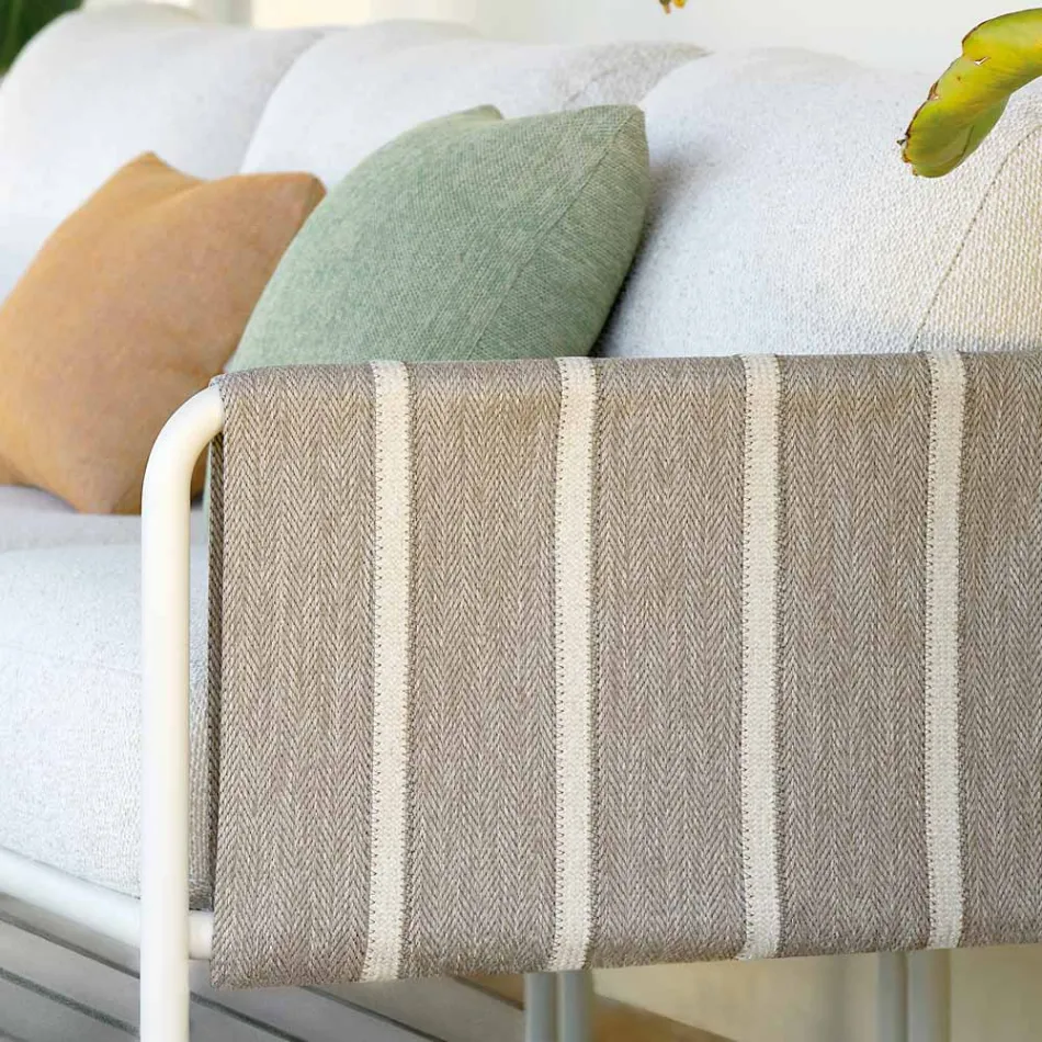 Sala de estar de jardim em metal galvanizado e almofadas em tecido - Sognando Viadurini