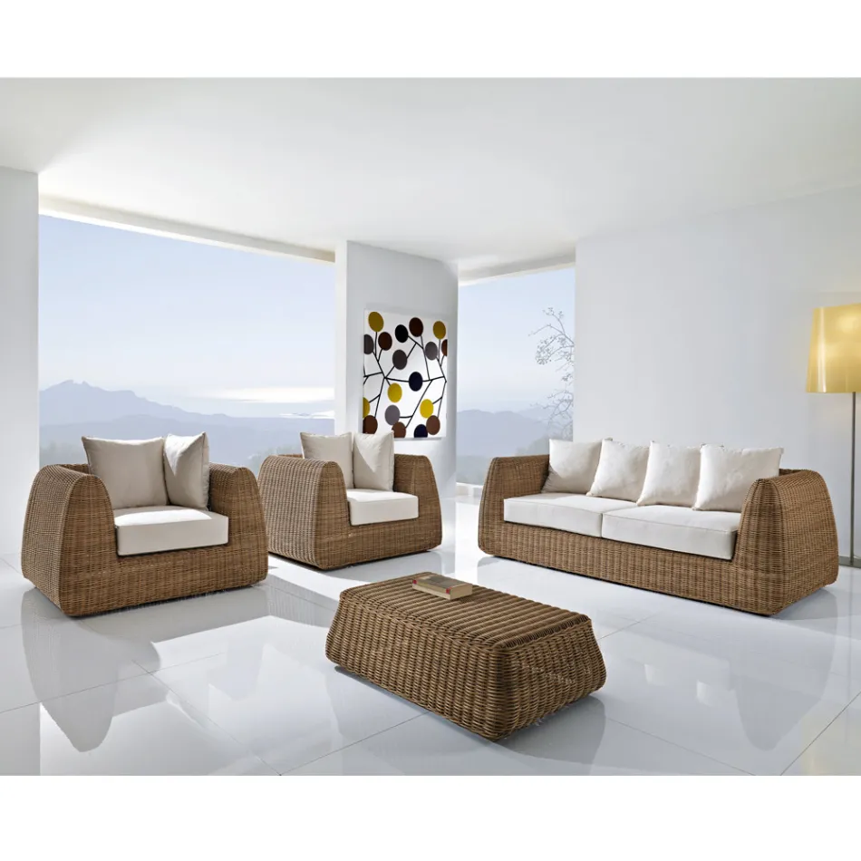 Conjunto de jardim de vime trançado à mão - Charlie Viadurini