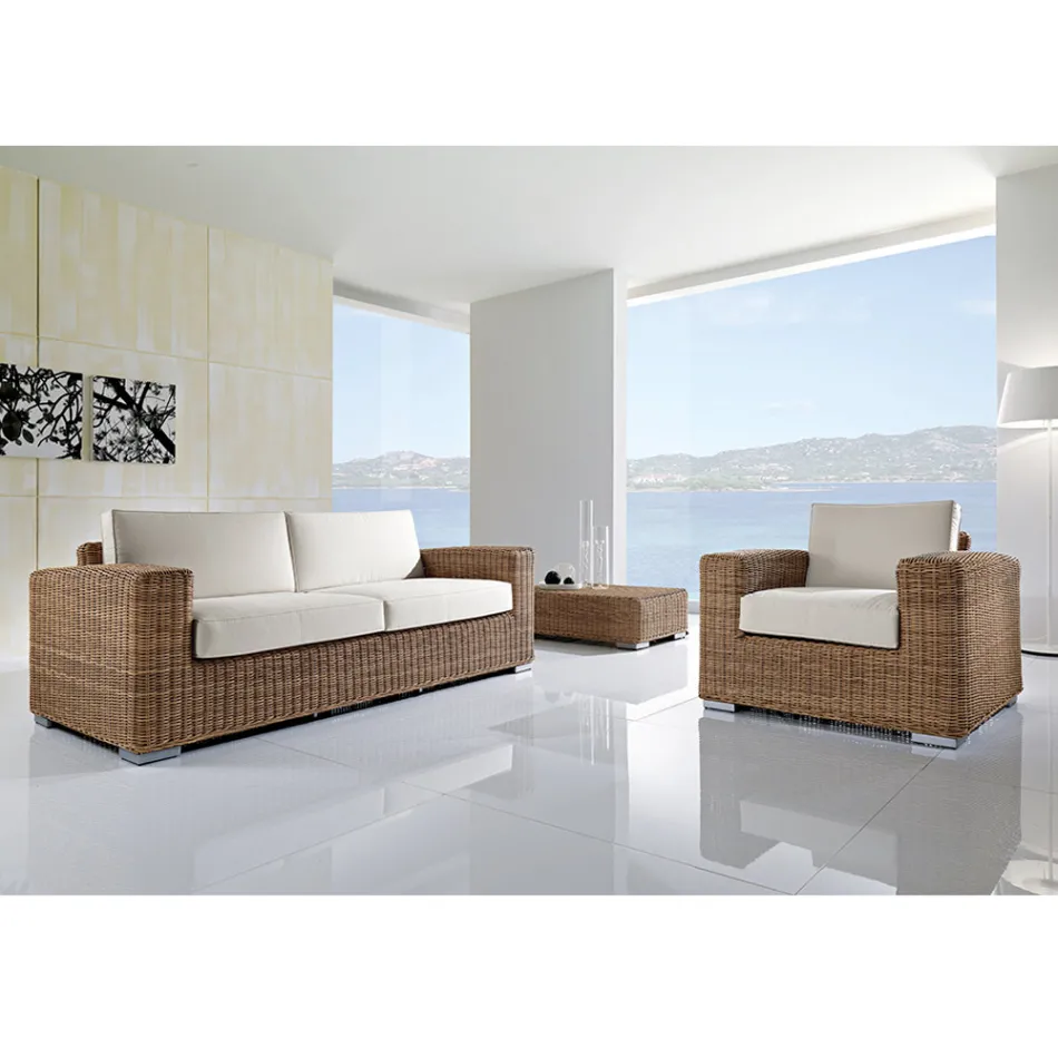 Salão de jardim de polyrattan tecido à mão - Yoko Viadurini