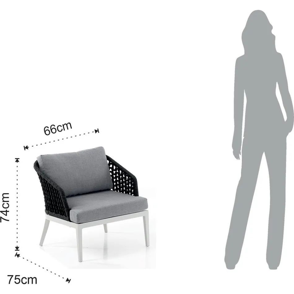 Sala interior e exterior com 2 poltronas, 1 sofá e 1 mesa de centro - Sortir Viadurini