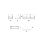 Lounge ao ar livre com mesa de centro de madeira de manga e almofadas de polialgodão - Orlanda Viadurini