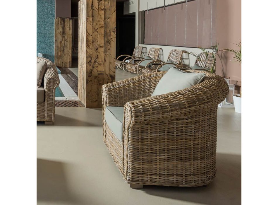 Lounge ao ar livre em fibra natural Kubù com almofadas - Isildur Viadurini