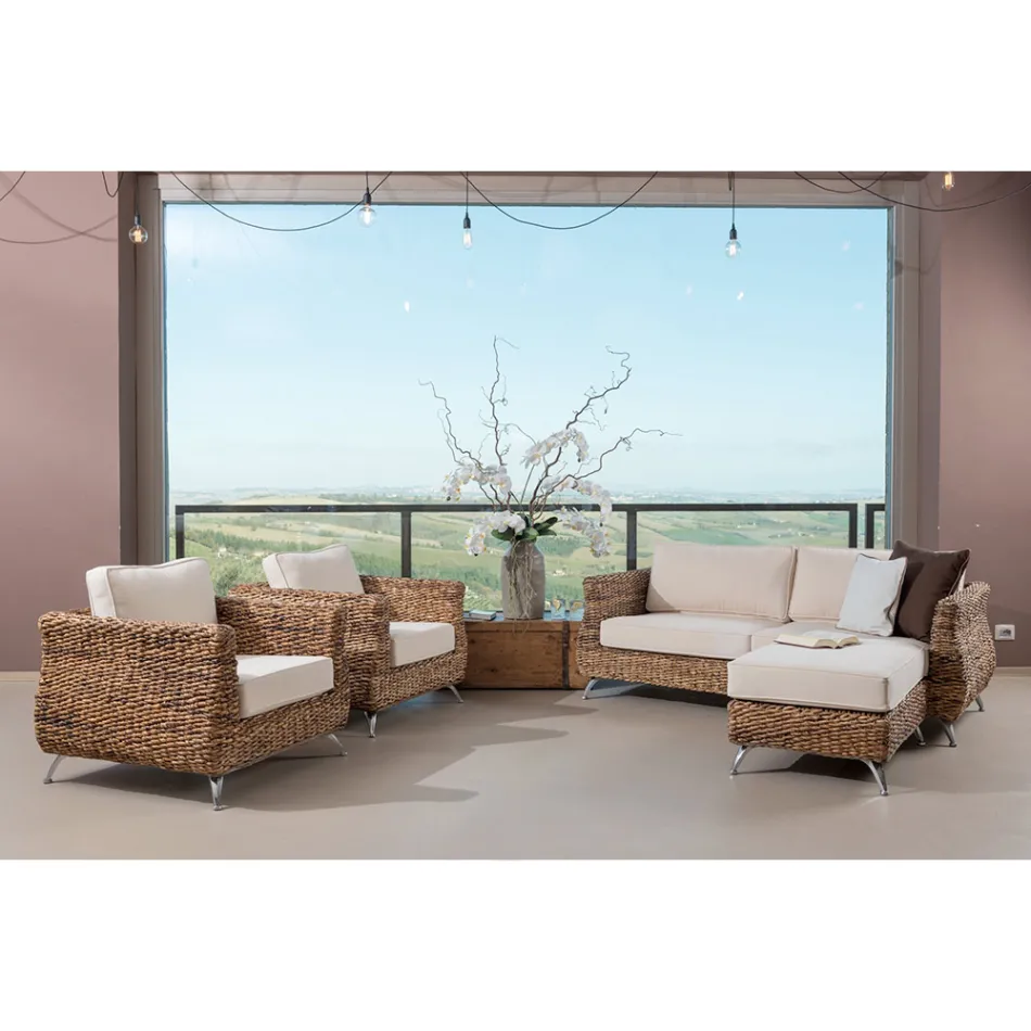 Sala de Estar Externa em Tecido de Banana com Almofadas - Legolas Viadurini