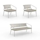 Lounge de jardim com poltronas e sofá de metal Made in Italy - Prato Viadurini