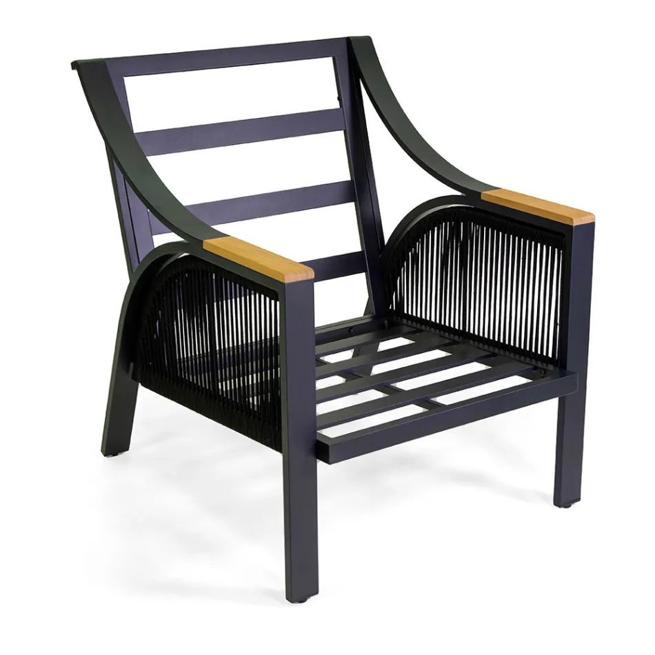 Sala de estar em alumínio com braços em teca brasileira - Diário Viadurini