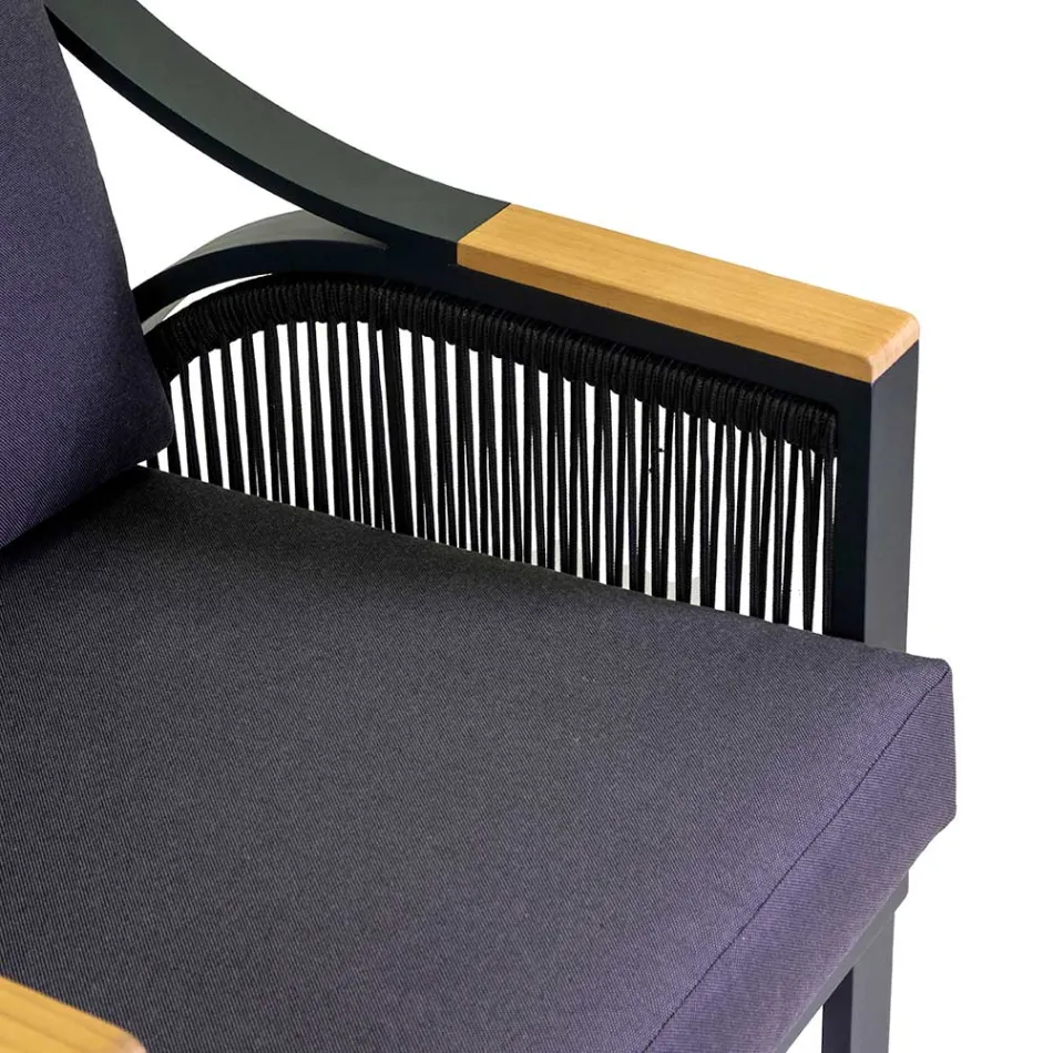 Sala de estar em alumínio com braços em teca brasileira - Diário Viadurini