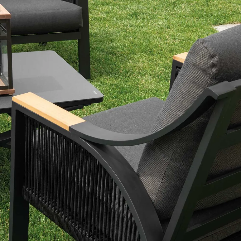 Sala de estar em alumínio com braços em teca brasileira - Diário Viadurini