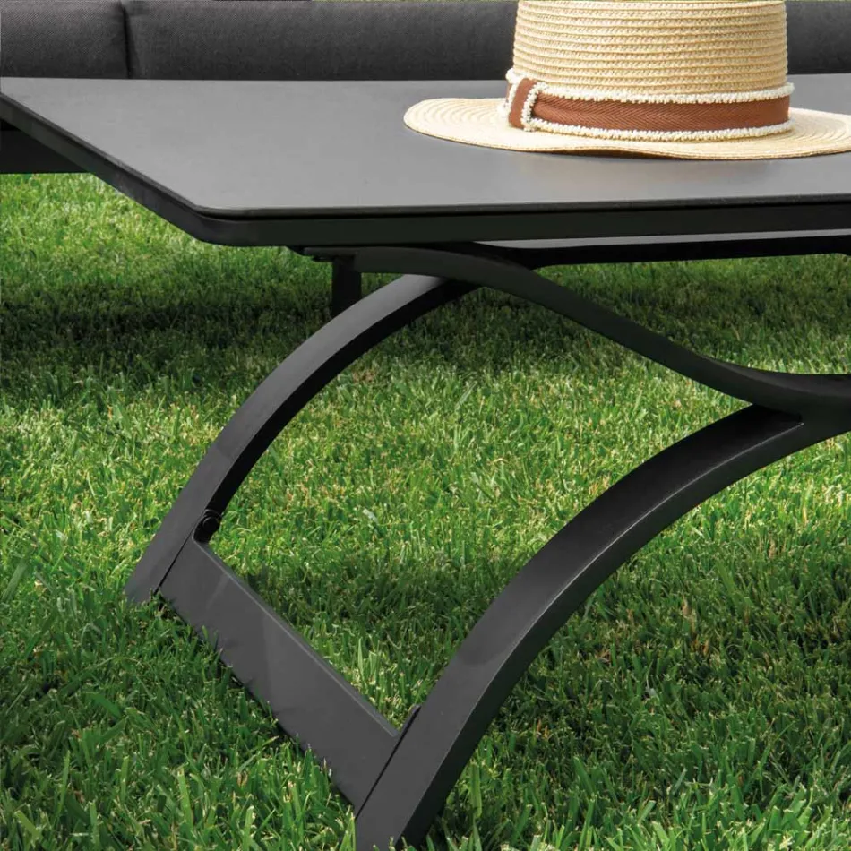 Sala de estar em alumínio com braços em teca brasileira - Diário Viadurini