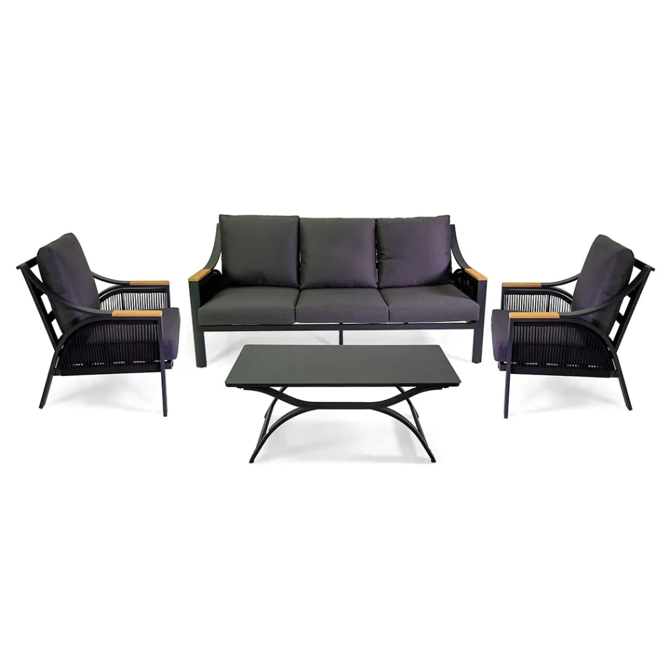 Sala de estar em alumínio com braços em teca brasileira - Diário Viadurini