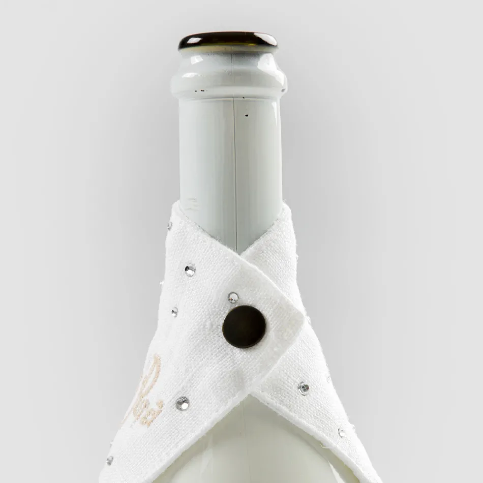 Bandeja coletora de linho branco ou preto com bordados e cristais 2 peças - Salvino Viadurini