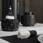Bandeja coletora de linho branco ou preto com bordados e cristais 2 peças - Salvino Viadurini