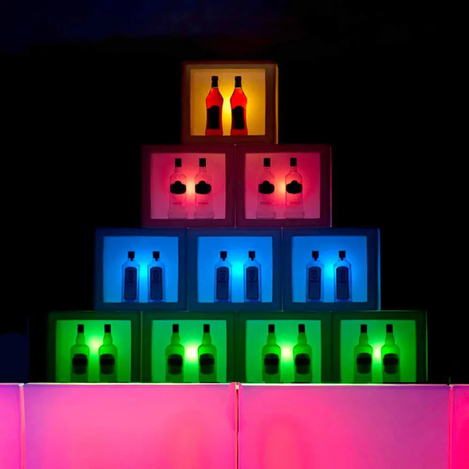 Prateleira luminosa cubo Design moderno de cubo aberto Slide feito na Itália Viadurini