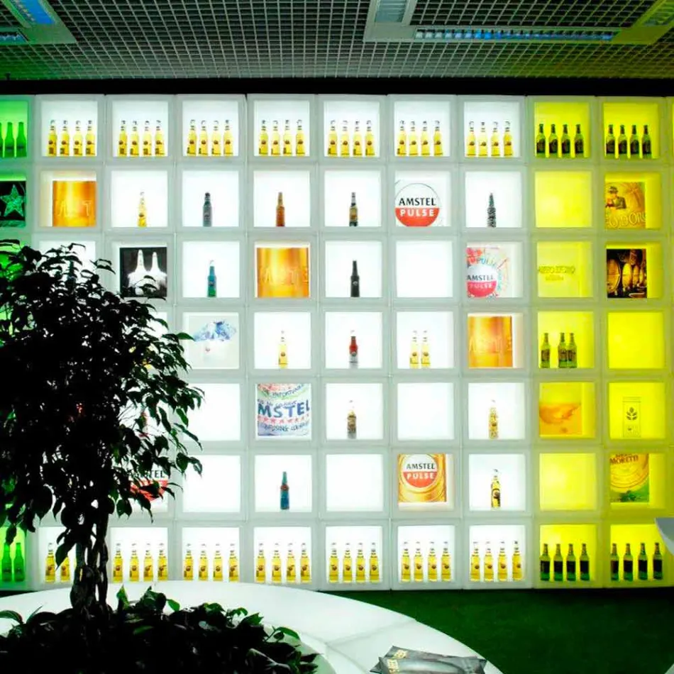 Prateleira luminosa cubo Design moderno de cubo aberto Slide feito na Itália Viadurini