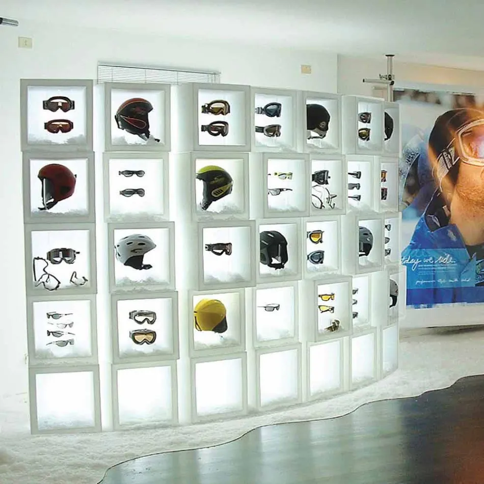 Prateleira luminosa cubo Design moderno de cubo aberto Slide feito na Itália Viadurini