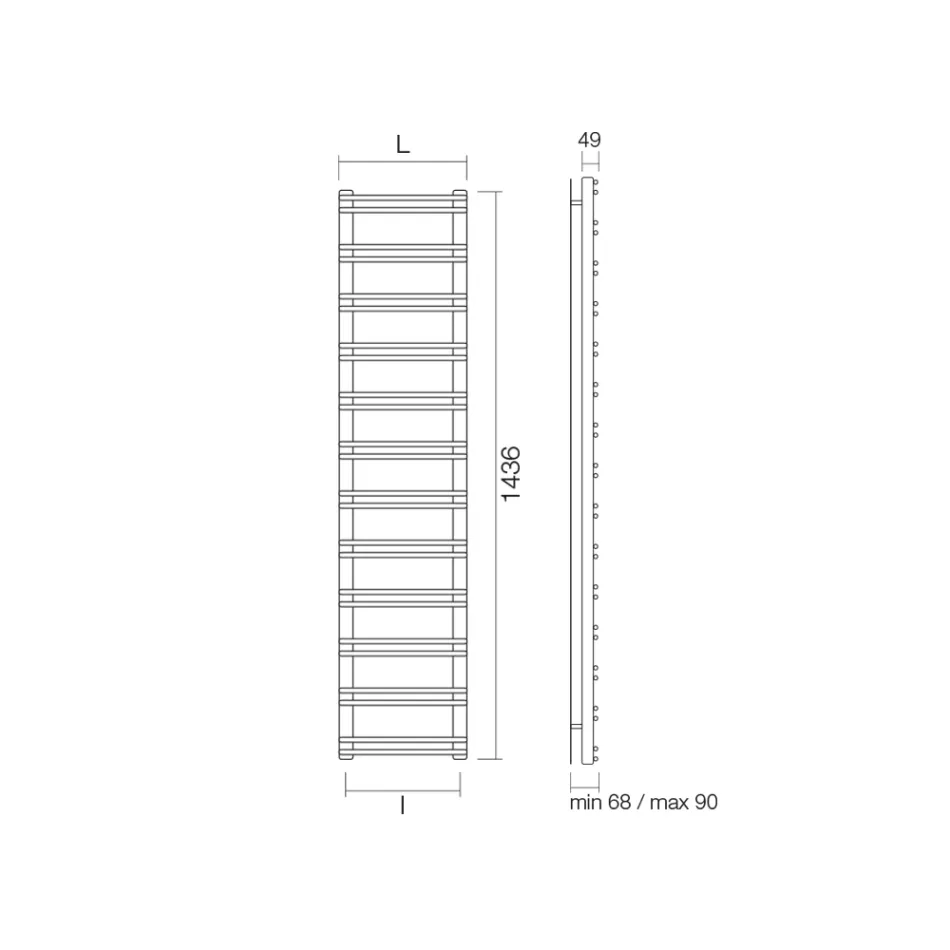 Aquecedor de Toalhas com Sistema Misto em Aço Carbono - Praliné Viadurini