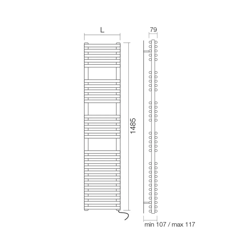 Aquecedor de Toalhas Elétrico com 4 Séries de Elementos Horizontais Fabricado na Itália - Merengue Viadurini