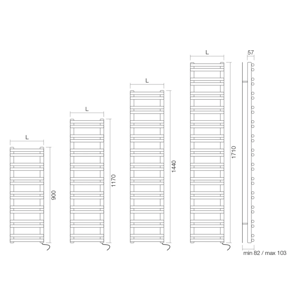 Toalheiro elétrico com resistências horizontais, fabricado na Itália - Amaretti Viadurini