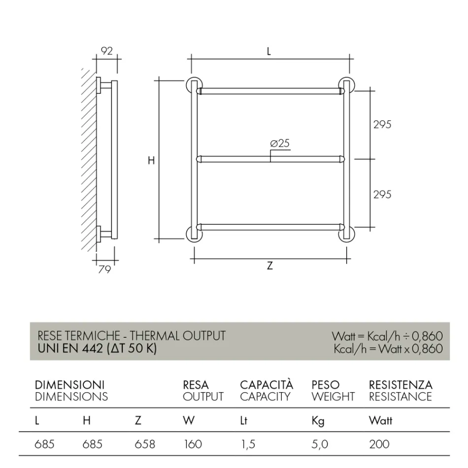 Toalheiro aquecido elétrico cromado, design moderno, Gaia by Scirocco H Viadurini