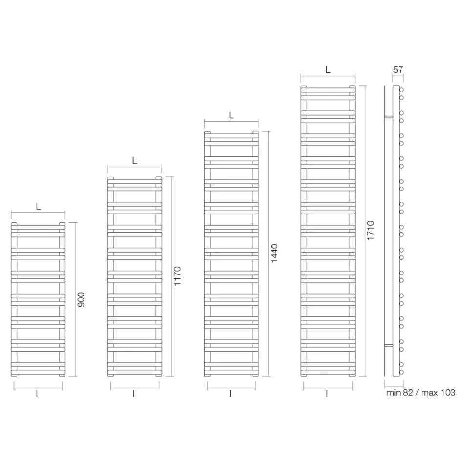 Toalheiro hidráulico Amaretti com elementos horizontais, fabricado na Itália. Viadurini