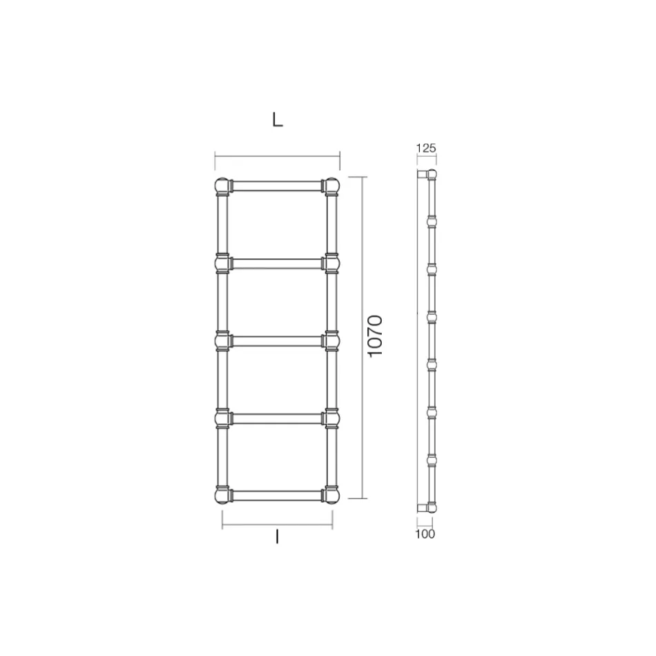 Aquecedor de Toalhas Misto em Latão com Esferas de Conexão Fabricado na Itália - Ricota Viadurini