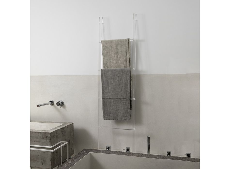 Escada porta-toalhas de banheiro de cristal acrílico transparente - Smart Viadurini