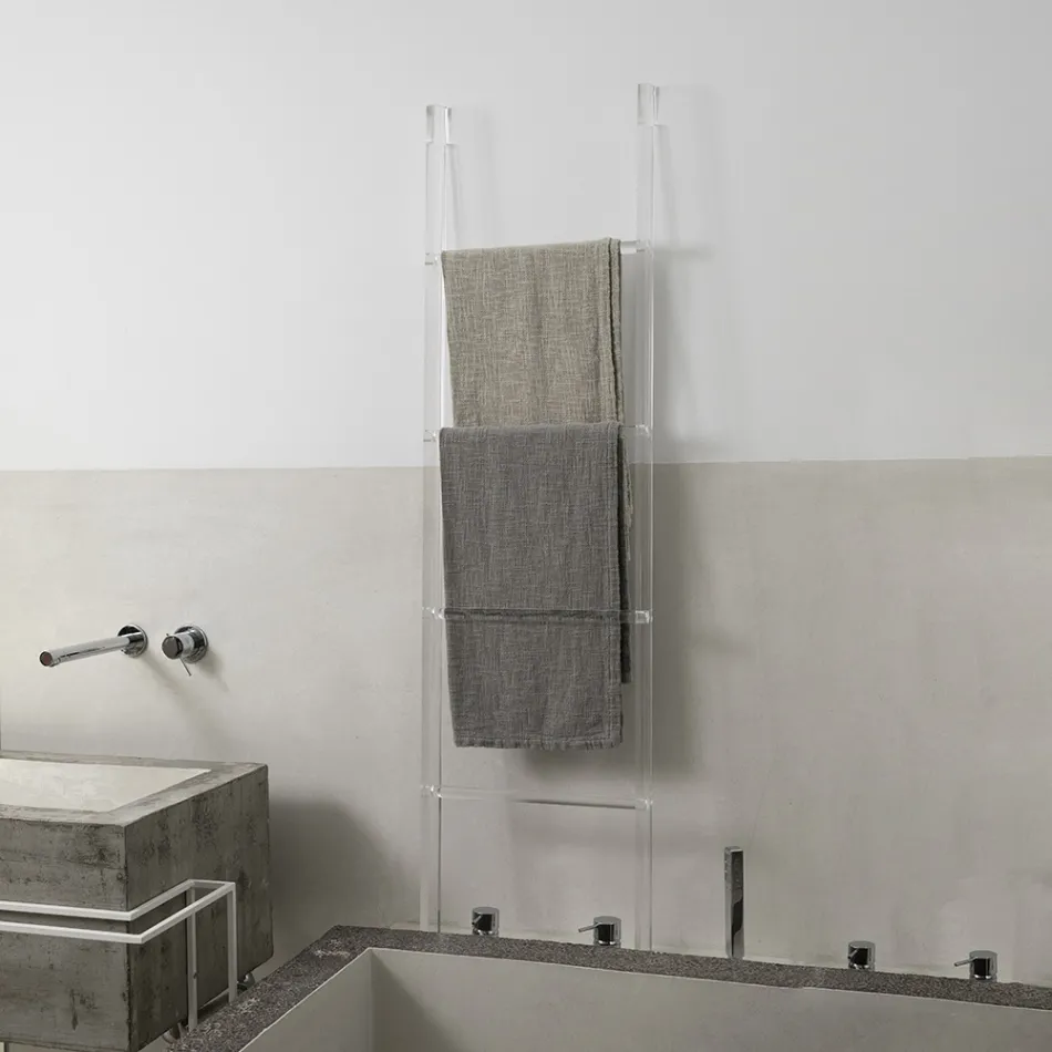 Escada porta-toalhas de banheiro de cristal acrílico transparente - Smart Viadurini